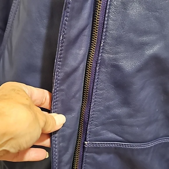 WILSON'S LEATHER Purple bomber biker moto jacket pockets lined  great color! - Picture 8 of 16